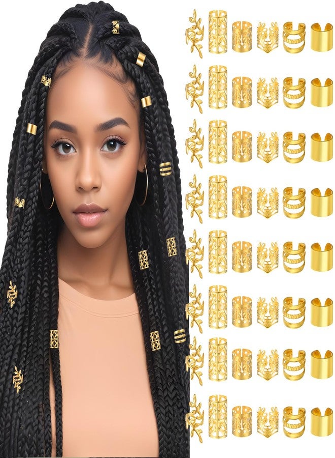 Tyqour 48pcs Hair Jewelry For Braids Accessories Metal Hair Cuffs Adjustable Hair Clips For Braids Hair Rings Hair Jewels Loc Accessories For Black Women Men Dreadlock Accessories - Image 1